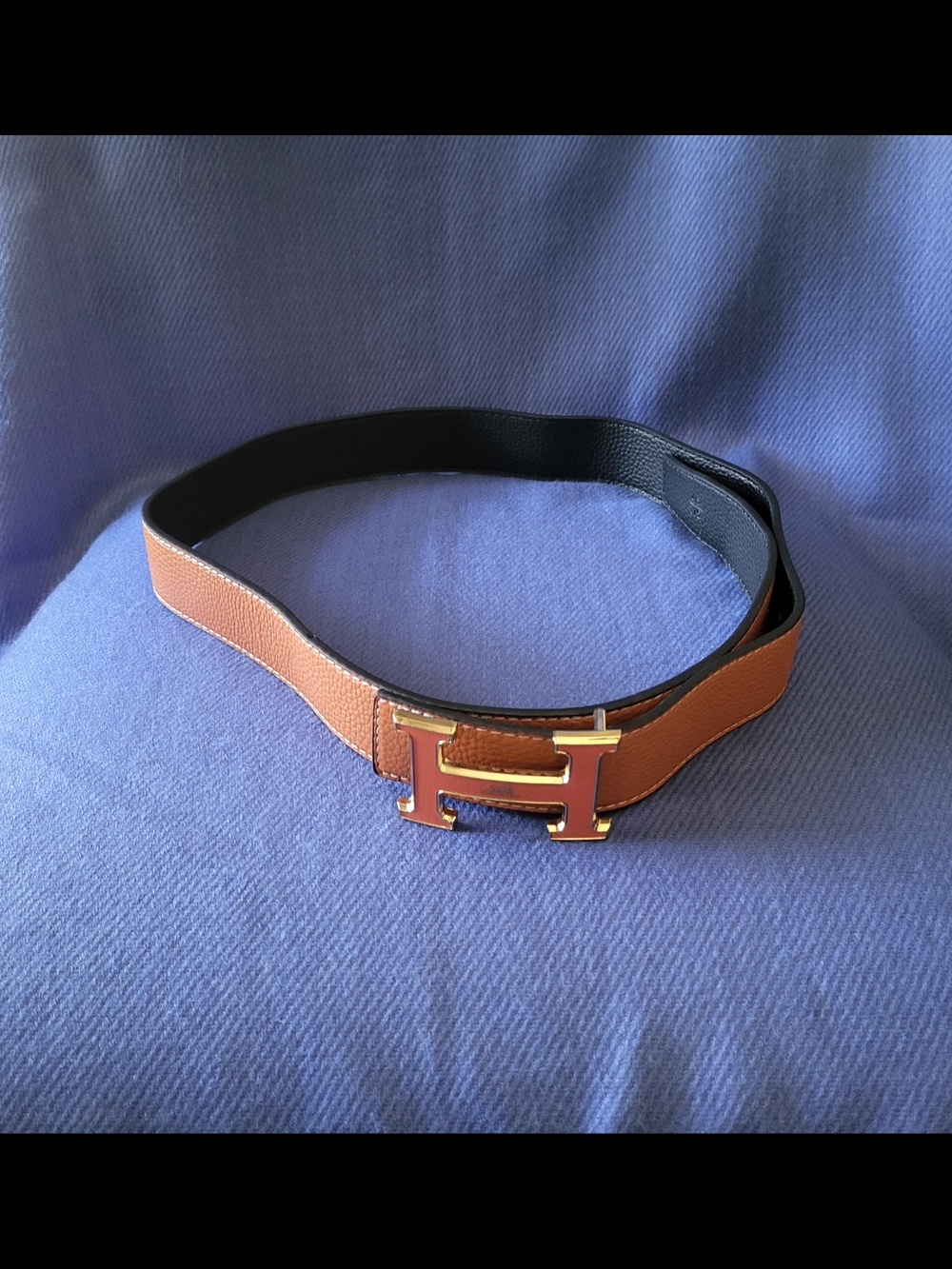 Hermès Reversible H Belt Orange And Black. - Picture 6 of 8